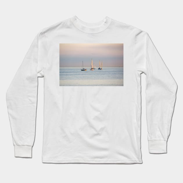 Yachts at St Kilda beach, Melbourne. Long Sleeve T-Shirt by sma1050